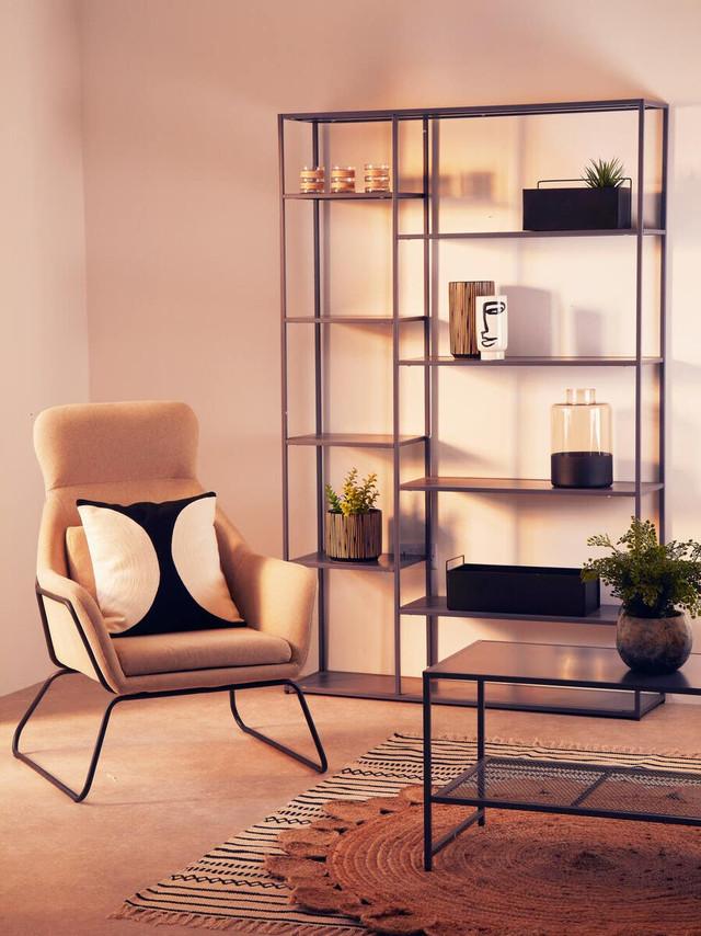 premier housewares Stockholm Natural Chair With Black Metal Frame