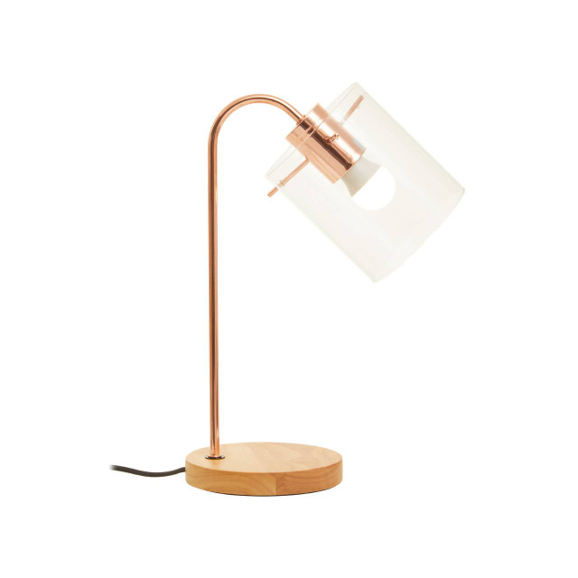 Premier Housewares Stockholm Shiny Copper Curved Table Lamp