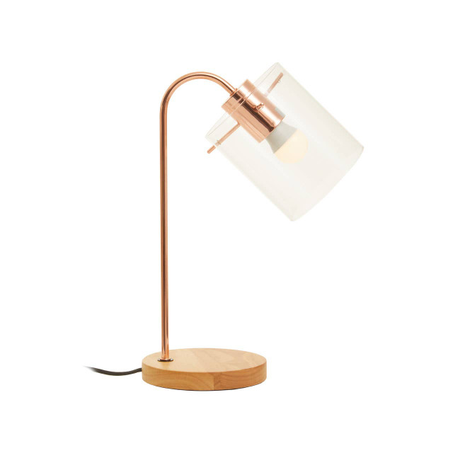 Premier Housewares Stockholm Shiny Copper Curved Table Lamp