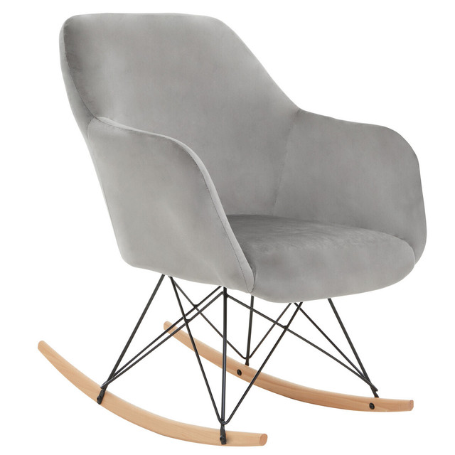 Premier Housewares Stockholm Small Grey Velvet Rocking Chair