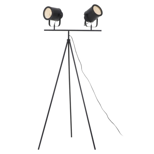 Premier Housewares Stockholm Two Spotlight Matte Black Tripod Floor Lamp