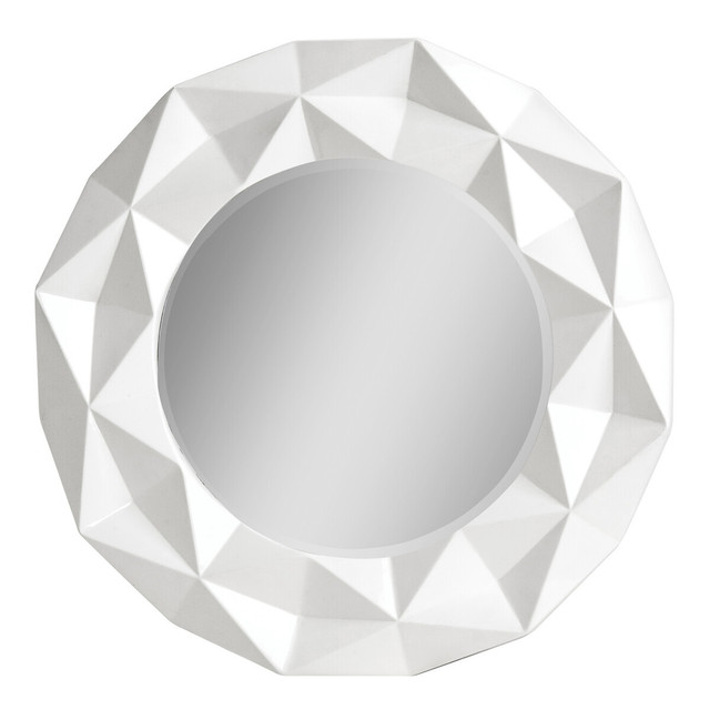 Premier Housewares Stockholm White High Gloss Round Wall Mirror