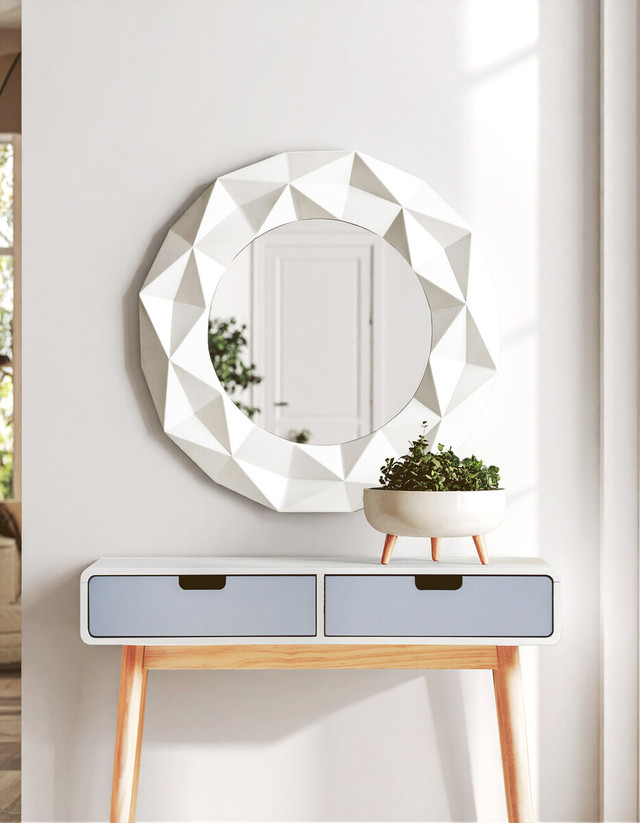 Premier Housewares Stockholm White High Gloss Round Wall Mirror