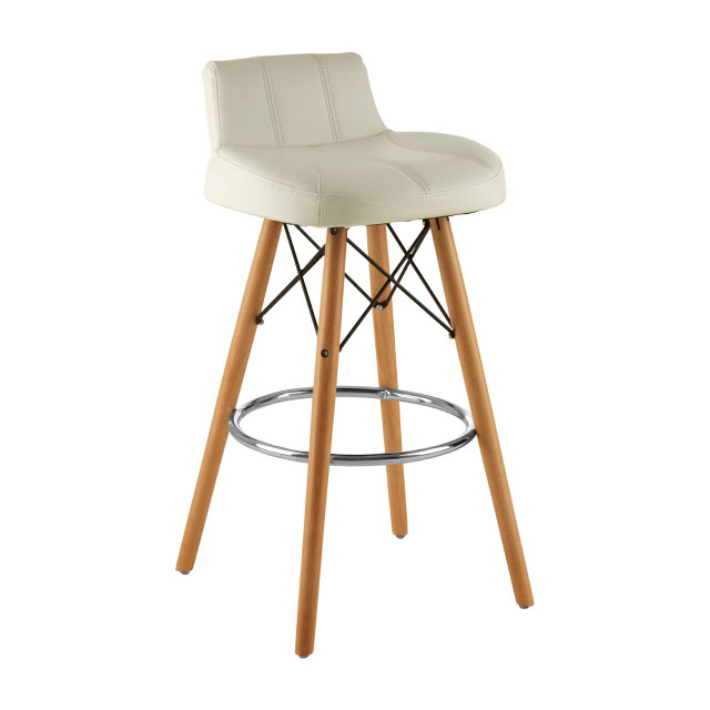 Premier Housewares Stockholm White Leather Effect Bar Stool