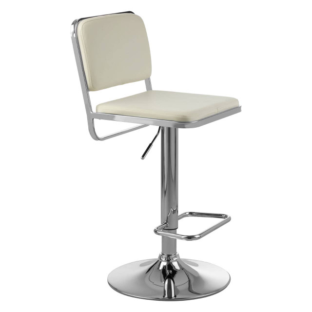Premier Housewares Stockholm White Seat And Chrome Base Bar Stool