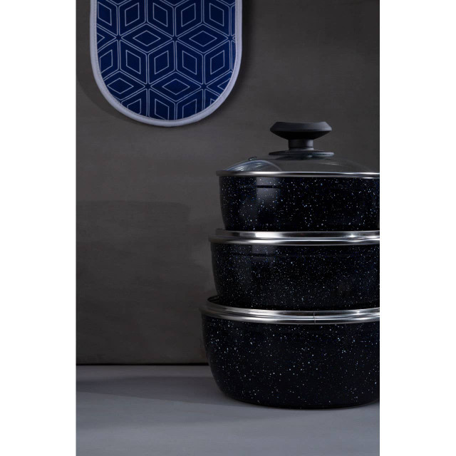 Premier Housewares Stoneflam 16cm Saucepan With Glass Lid