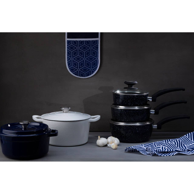 Premier Housewares Stoneflam 20cm Saucepan With Glass Lid