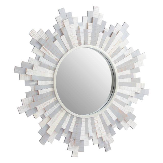 Premier Housewares Sunburst Grey And White Wooden Wall Mirror
