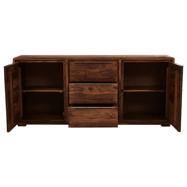 Premier Housewares Surati Two Door Three Drawer Sheesham And Acacia Sideboard
