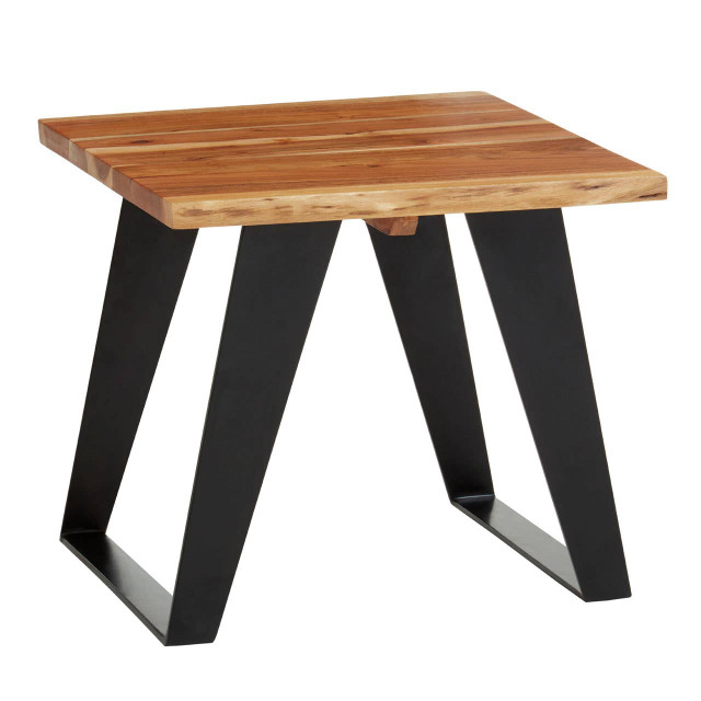 Premier Housewares Surax Acacia Wood With Black Legs Side Table