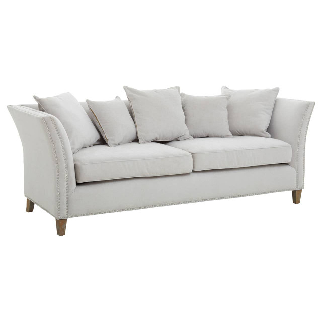 Premier Housewares Sutton Three Seat Grey Fabric Sofa