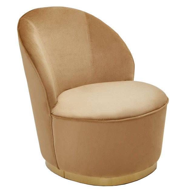 Premier Housewares Tamra Beige Velvet Gold Base Chair