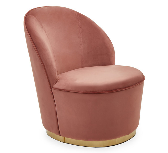 Premier Housewares Tamra Dusty Pink Velvet Gold Base Chair