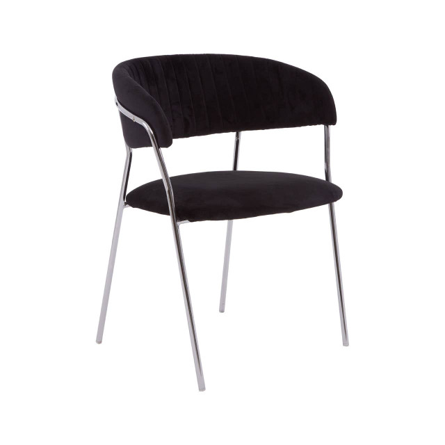 premier housewares Tamzin Black Channel Chrome Finish Dining Chair