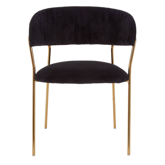 Premier Housewares Tamzin Black Channel Gold Finish Dining Chair