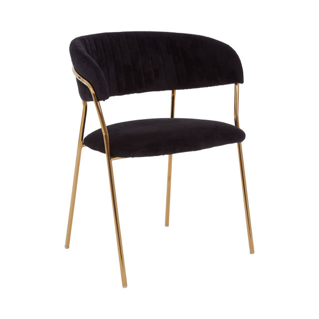 premier housewares Tamzin Black Channel Gold Finish Dining Chair