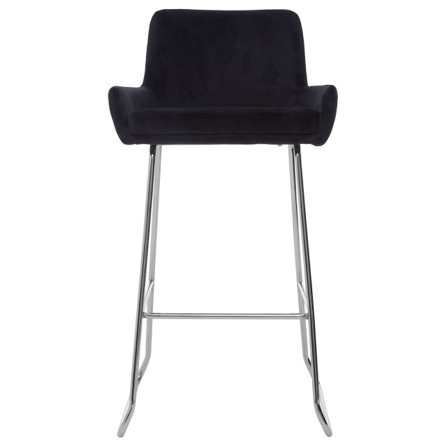 Premier Housewares Tamzin Black Velvet Bar Chair With Low Arms