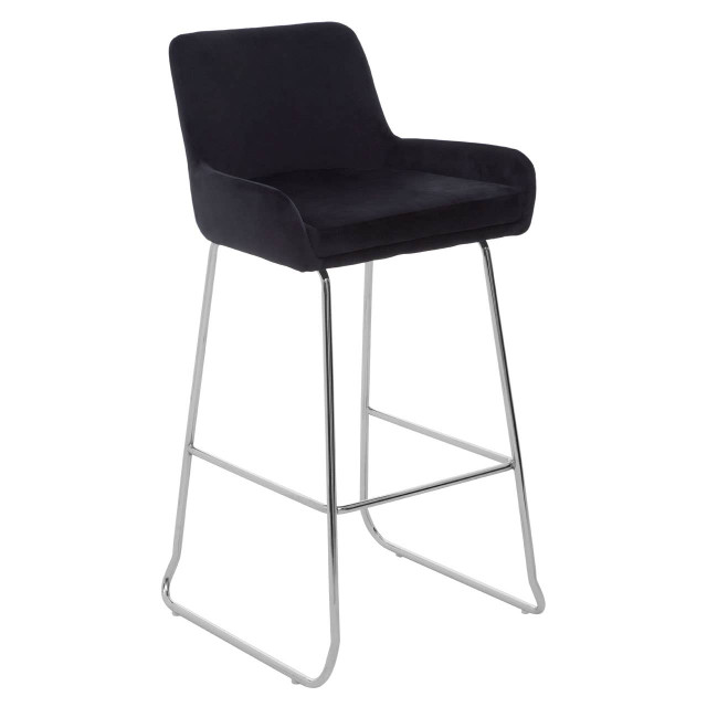 premier housewares Tamzin Black Velvet Bar Chair With Low Arms