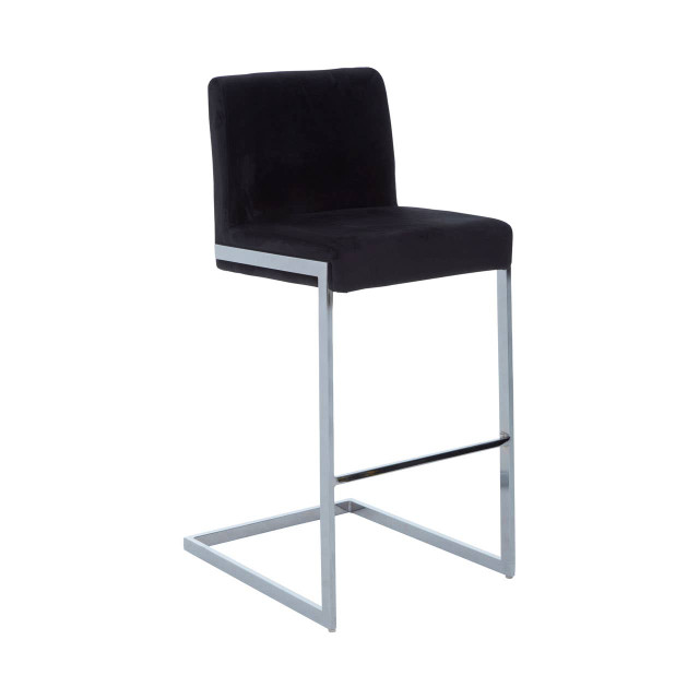 Premier Housewares Tamzin Black Velvet Bar Chair With Low Back