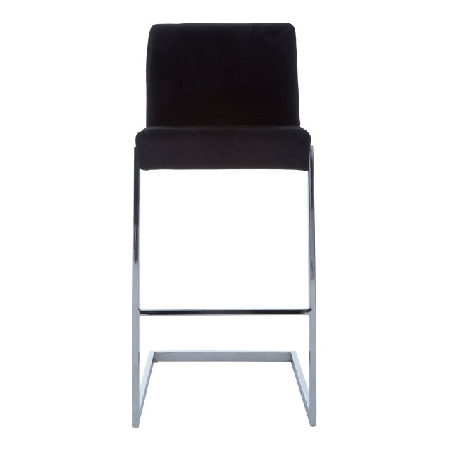 Premier Housewares Tamzin Black Velvet Bar Chair With Low Back