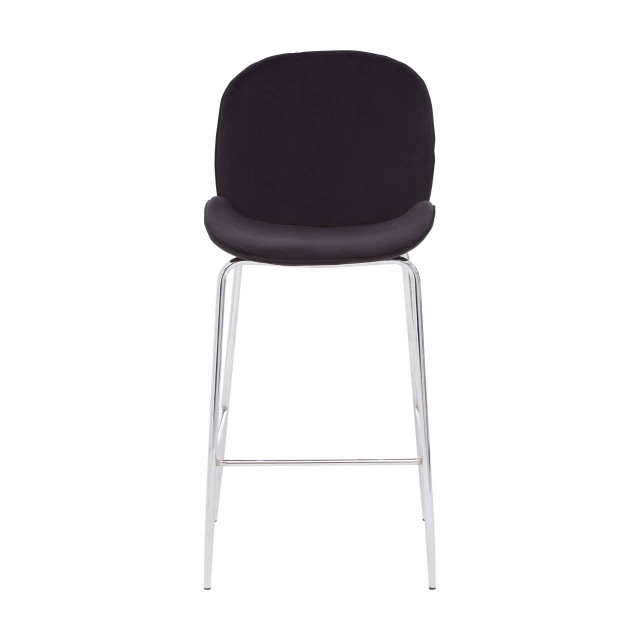 Premier Housewares Tamzin Black Velvet Chrome Finish Bar Chair