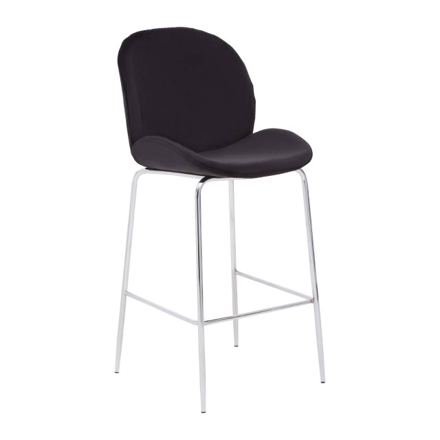 premier housewares Tamzin Black Velvet Chrome Finish Bar Chair