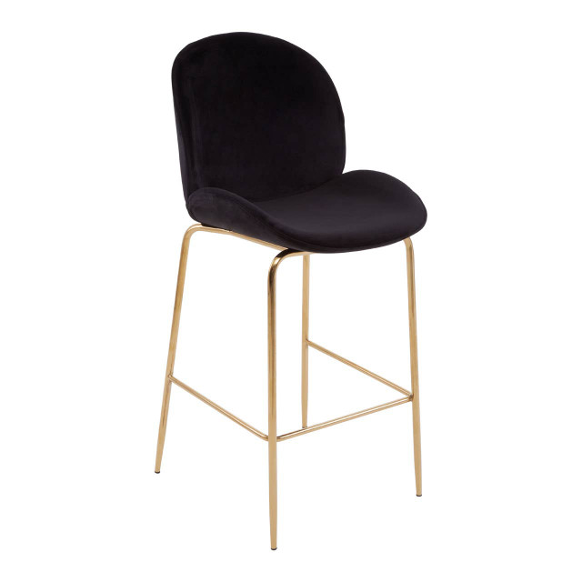 Premier Housewares Tamzin Black Velvet Gold Finish Bar Chair