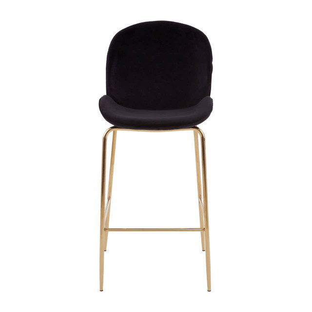 Premier Housewares Tamzin Black Velvet Gold Finish Bar Chair