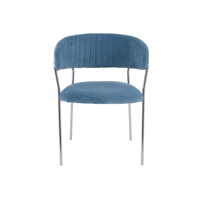 Premier Housewares Tamzin Blue Channel Chrome Finish Dining Chair