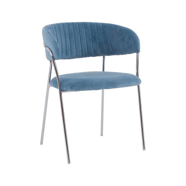 premier housewares Tamzin Blue Channel Chrome Finish Dining Chair