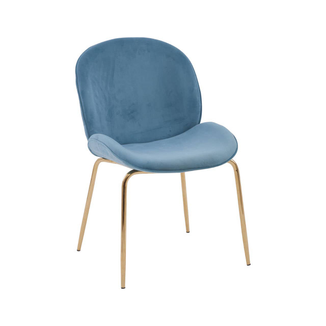 premier housewares Tamzin Blue Velvet and Gold Finish Dining Chair