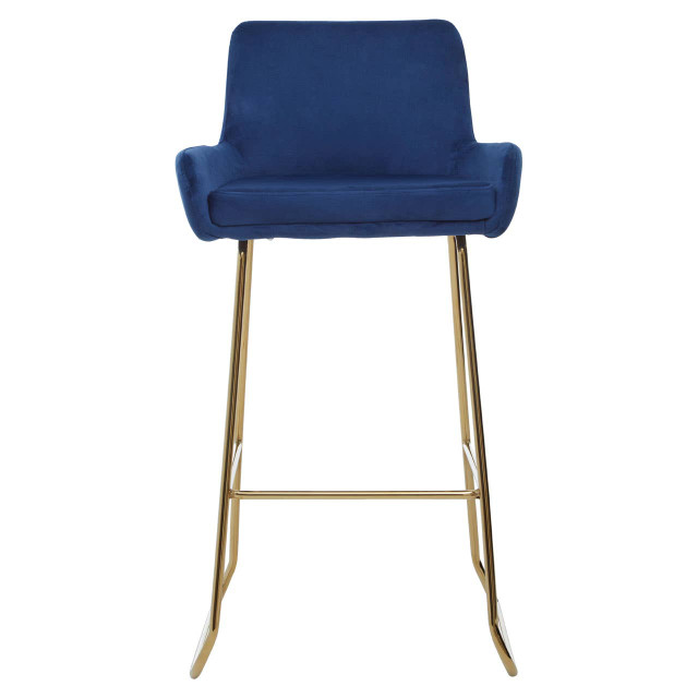 Premier Housewares Tamzin Blue Velvet Bar Chair With Low Arms