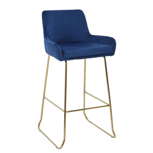 premier housewares Tamzin Blue Velvet Bar Chair With Low Arms