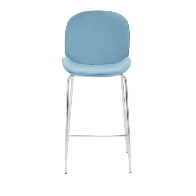 Premier Housewares Tamzin Blue Velvet Chrome Finish Bar Chair