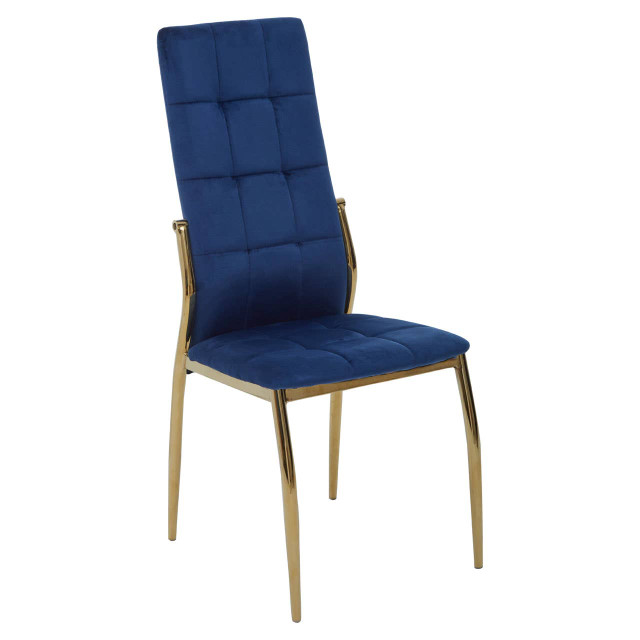 Premier Housewares Tamzin Blue Velvet High Back Dining Chair