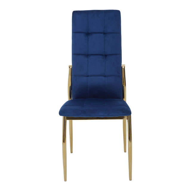 Premier Housewares Tamzin Blue Velvet High Back Dining Chair