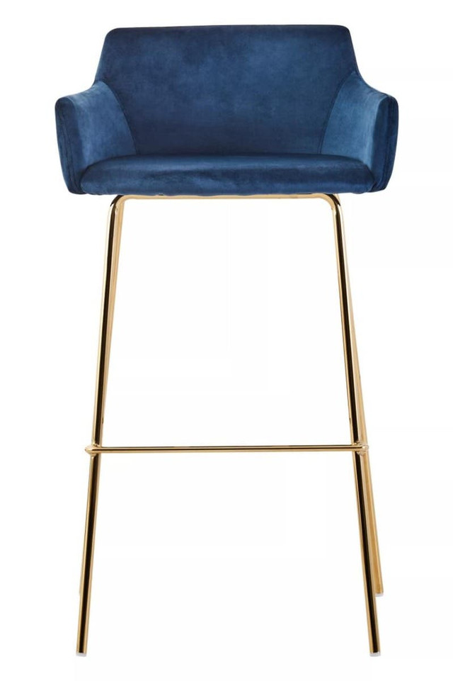 premier housewares Tamzin Blue Velvet Low Back Bar Chair