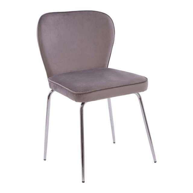premier housewares Tamzin Curved Mink Chrome Finish Dining Chair