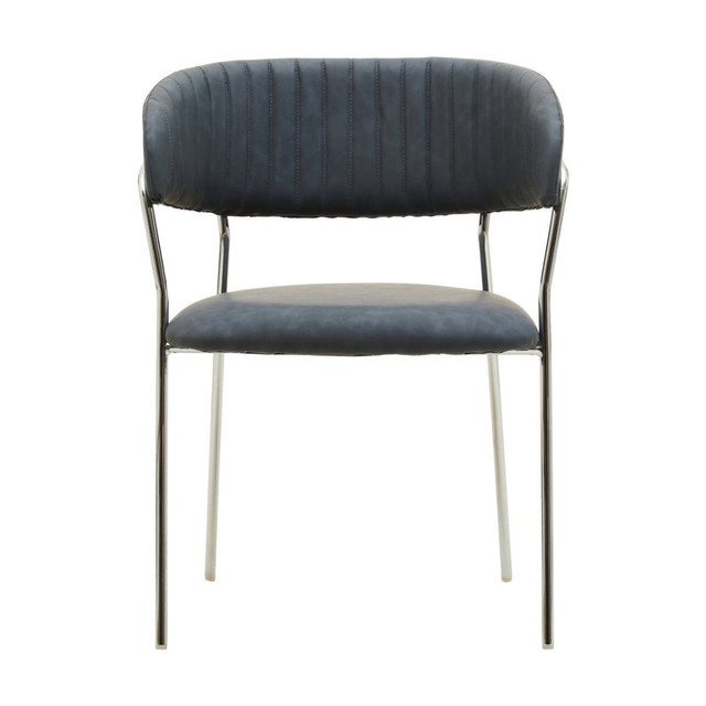 premier housewares Tamzin Dark Grey Leather Curved Dining Chair