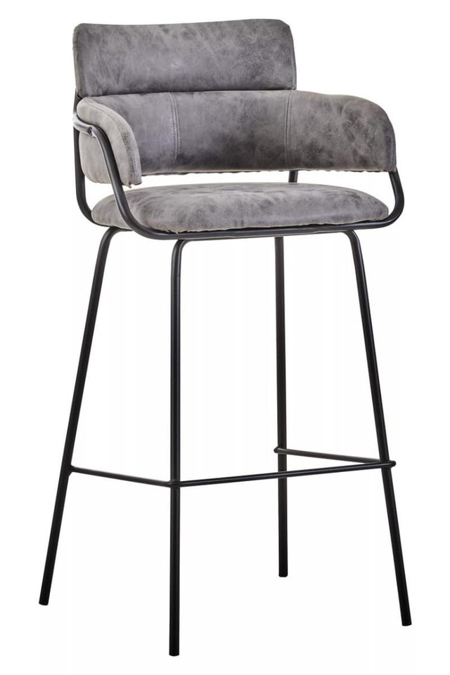 Premier Housewares Tamzin Grey Faux Leather Bar Chair