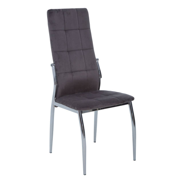 Premier Housewares Tamzin Grey Velvet High Back Dining Chair