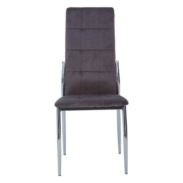 Premier Housewares Tamzin Grey Velvet High Back Dining Chair