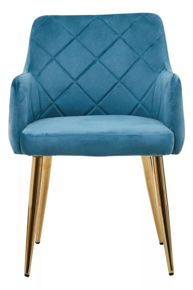 Premier Housewares Tamzin Light Blue Velvet Angular Dining Chair