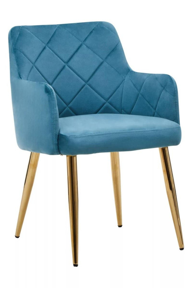 Premier Housewares Tamzin Light Blue Velvet Angular Dining Chair