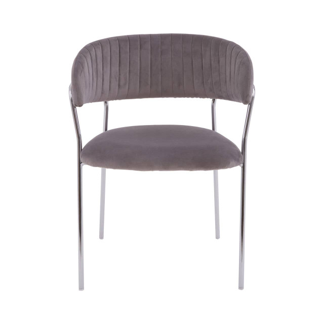 Premier Housewares Tamzin Mink Channel Chrome Finish Dining Chair