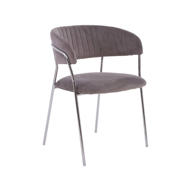 premier housewares Tamzin Mink Channel Chrome Finish Dining Chair