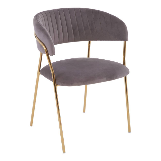 premier housewares Tamzin Mink Channel Gold Finish Dining Chair