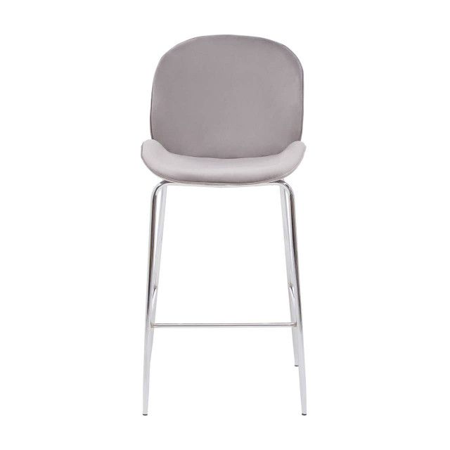 Premier Housewares Tamzin Mink Velvet Chrome Finish Bar Chair