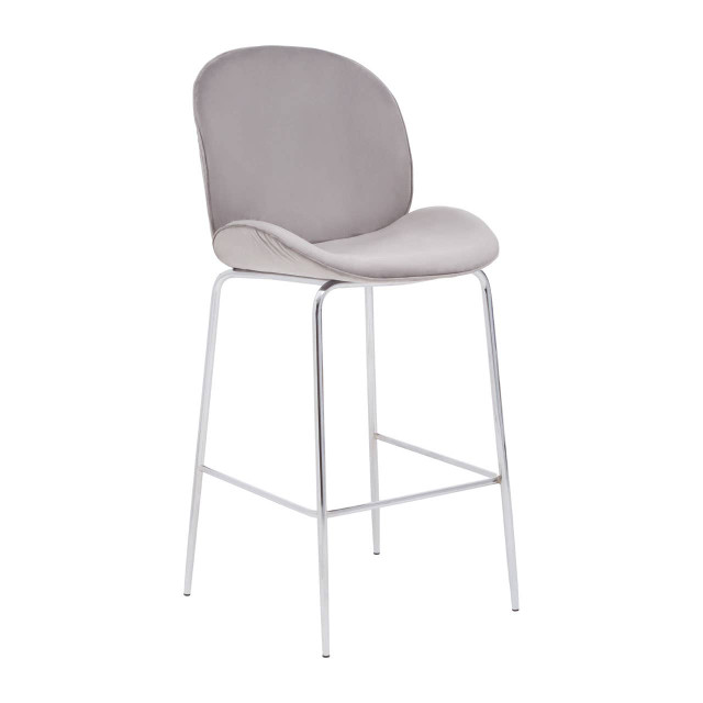 premier housewares Tamzin Mink Velvet Chrome Finish Bar Chair