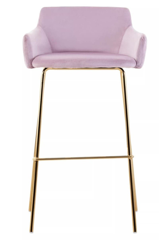 Premier Housewares Tamzin Pink Velvet Low Back Bar Chair